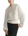 Lafayette 148 Pintuck Balloon Sleeve Blouse In Plaster In White