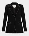 Lafayette 148 Piped Single-button Blazer In Black