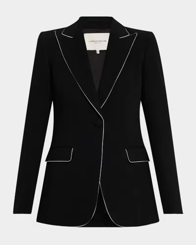 Lafayette 148 Piped Single-button Blazer In Black