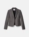 Lafayette 148 Pixelated Wool Twill Cropped Boyfriend Blazer In Gray