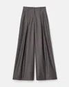 Lafayette 148 Pixelated Wool Twill Warren Pleated Wide Leg Pant In Gray