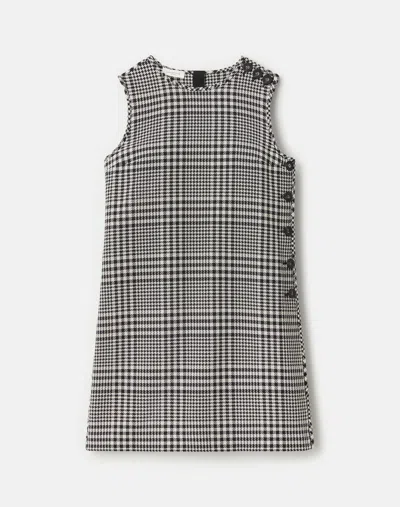 Lafayette 148 Plaid Cotton Sleeveless Short Shift Dress In Black