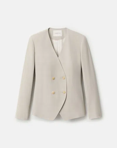 Lafayette 148 Plaid Crepe Double Breasted Jacket In Neutral