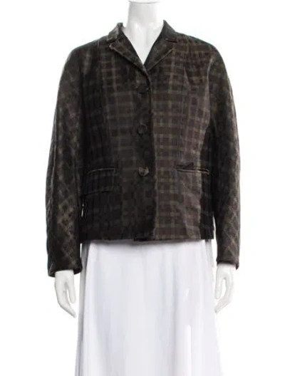 Pre-owned Lafayette 148 Plaid Print Blazer In Multi