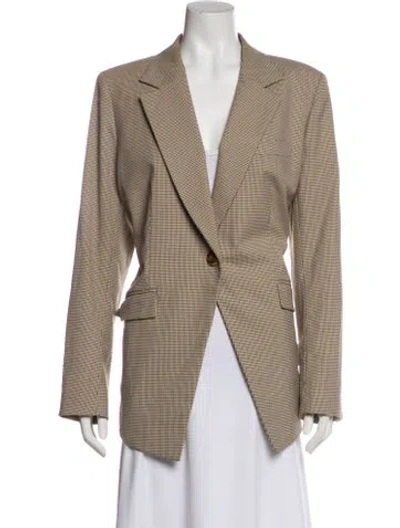 Pre-owned Lafayette 148 Plaid Print Blazer In Neutral