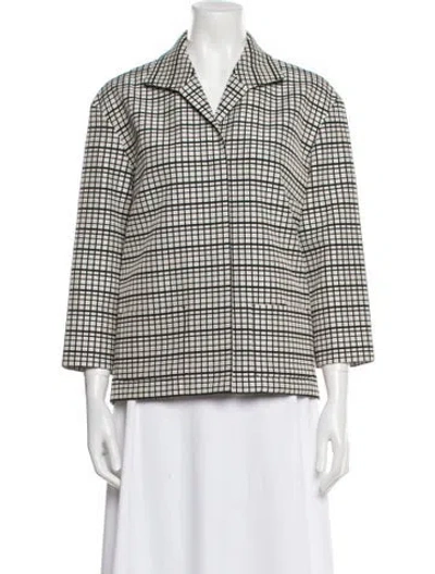 Pre-owned Lafayette 148 Plaid Print Blazer In Neutral