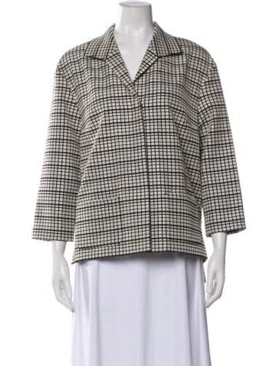 Pre-owned Lafayette 148 Plaid Print Blazer In Neutral