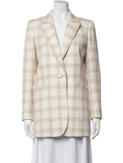 Pre-owned Lafayette 148 Plaid Print Blazer In Neutral