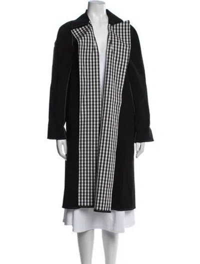 Pre-owned Lafayette 148 Plaid Print Coat In Black