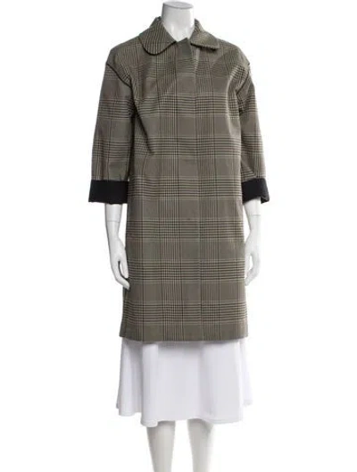 Pre-owned Lafayette 148 Plaid Print Coat In Neutral