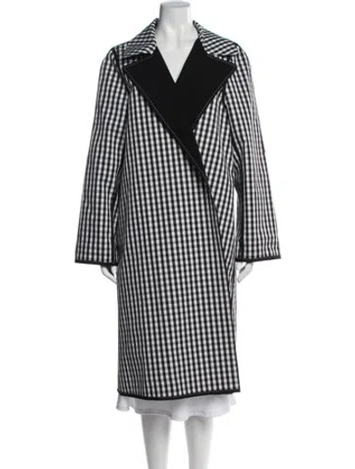 Pre-owned Lafayette 148 Plaid Print Coat In White
