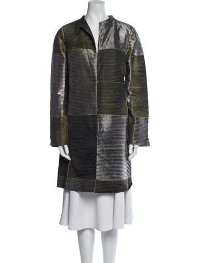 Pre-owned Lafayette 148 Plaid Print Coat In Yellow