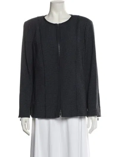 Pre-owned Lafayette 148 Plaid Print Evening Jacket In Blue