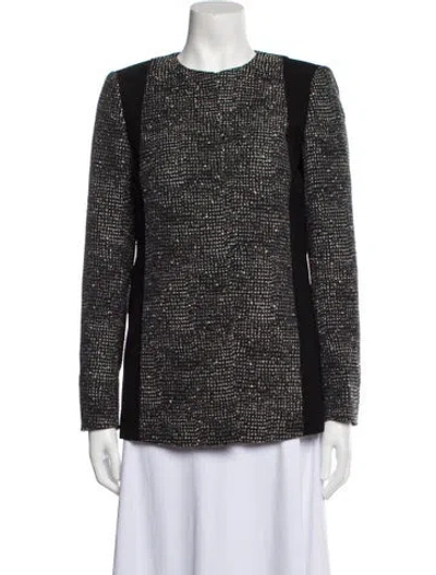 Pre-owned Lafayette 148 Plaid Print Jacket In Black