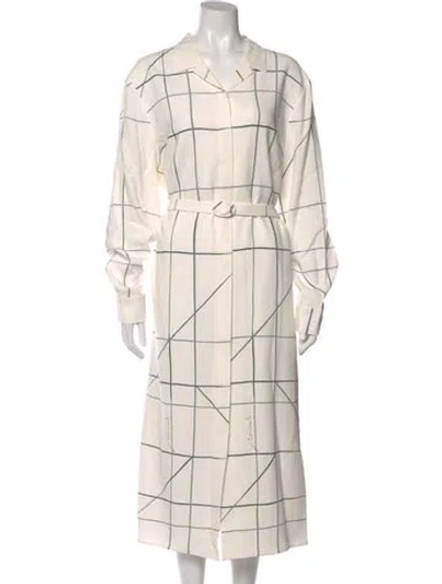 Pre-owned Lafayette 148 Plaid Print Long Dress In Neutral