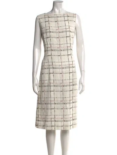 Pre-owned Lafayette 148 Plaid Print Midi Length Dress