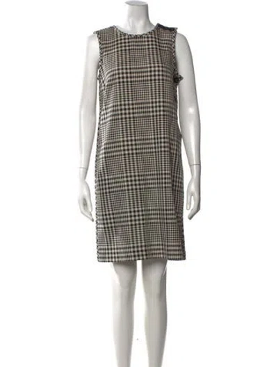 Pre-owned Lafayette 148 Plaid Print Mini Dress W/ Tags In White