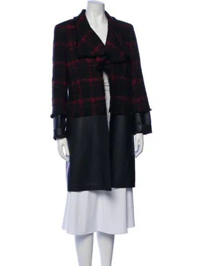 Pre-owned Lafayette 148 Plaid Print Peacoat In Blue