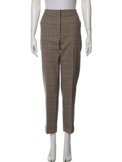 Pre-owned Lafayette 148 Plaid Print Straight Leg Pants In Neutral