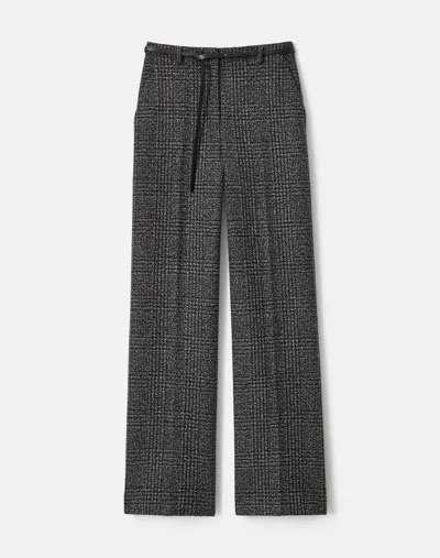 Lafayette 148 Plaid Wool-cashmere Mouliné Clark Wide Leg Pant In Animal Print