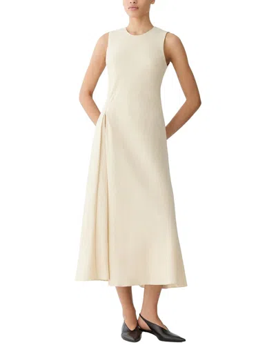 Lafayette 148 Pleat Front Asymmetric Linen-blend Dress In Animal Print