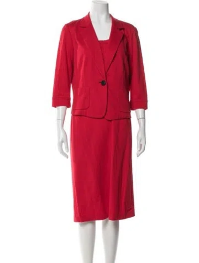 Pre-owned Lafayette 148 Pleated Accents Dress Set In Red