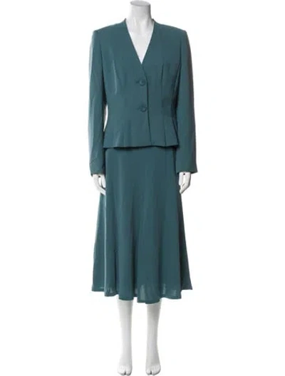 Pre-owned Lafayette 148 Pleated Accents Skirt Set In Blue