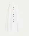 Lafayette 148 Pleated Button-front Linen Maxi Skirt In White