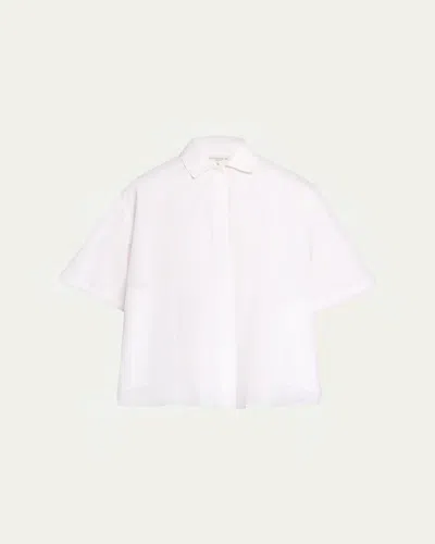 Lafayette 148 Pleated Cotton Shirt In White