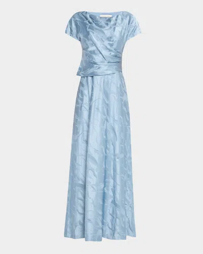 LAFAYETTE 148 PLEATED DOLMAN-SLEEVE JACQUARD GOWN