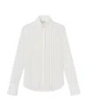 Lafayette 148 Hand-beaded Georgette Pleated Top In Cloud