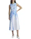 Lafayette 148 Pleated Midi Dress In Blue