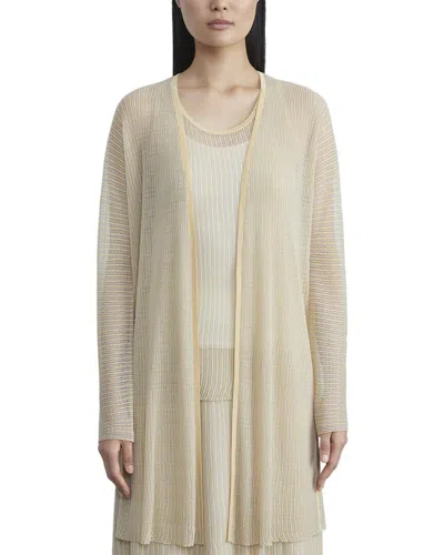 LAFAYETTE 148 PLEATED RIB STITCH SILK CARDIGAN