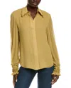 Lafayette 148 New York Pleated Silk Blouse In Yellow