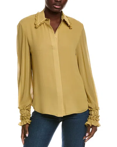 LAFAYETTE 148 PLEATED SILK BLOUSE