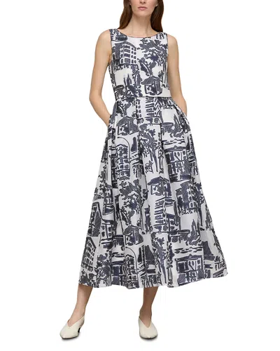 Lafayette 148 Cityscape Jacquard Tailored A-line Dress In Multi