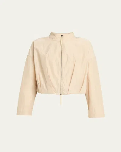 Lafayette 148 Pleated Technical Twill Crop Jacket In Neutral