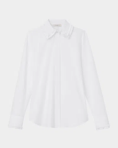 Lafayette 148 Pleated-trim Cotton Shirt In White