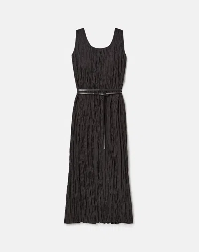 Lafayette 148 Plisse Belted Midi Sleeveless Dress In Black