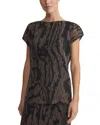 Lafayette 148 New York Plisse Cap Sleeve Blouse In Black