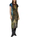 Lafayette 148 Pleated Abstract-print Midi Dress In Multi