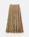 Lafayette 148 Plisse Pleated Flared Midi Skirt In Clay Melange