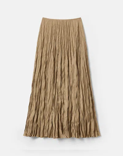 Lafayette 148 Plisse Pleated Flared Midi Skirt In Clay Melange