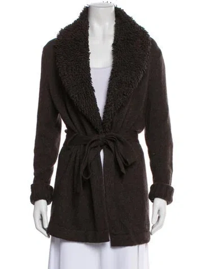Pre-owned Lafayette 148 Plunge Neckline Sweater In Brown