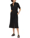 Lafayette 148 Belted Organic Cotton Poplin Faux Wrap Shirtdress In Black