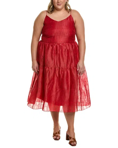 Lafayette 148 Plus Hartford Linen & Silk-blend Maxi Dress In Red