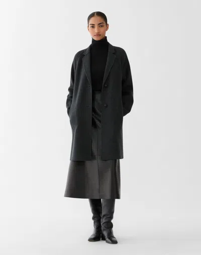 Lafayette 148 Plus Size Cashmere Double Face Car Coat In Black