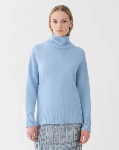 Lafayette 148 Plus Size Cashmere Long Sleeve Turtleneck Sweater In Blue