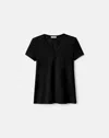 Lafayette 148 Plus Size Cotton Jersey Short Sleeve V Neck T Shirt In Black
