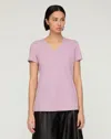 Lafayette 148 Plus Size Cotton Jersey Short Sleeve V Neck T Shirt In Lavender Tint